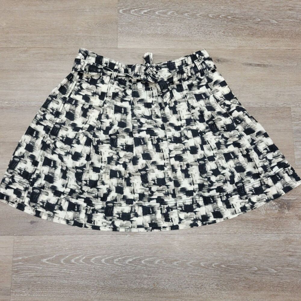 Ann Taylor Loft Black and White Belted Skirt w/ Pockets Size 6